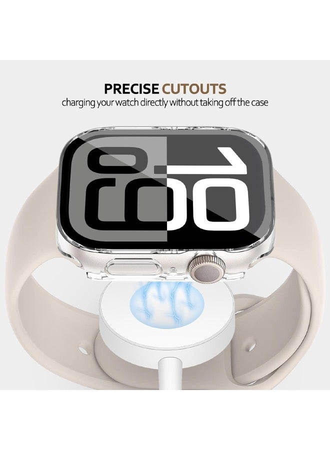 Compatible for Apple Watch Series 10 42mm Hard Case with Tempered Glass Screen Protector, Unique Design Hard PC Waterproof Case Cover, Bumper Full Coverage Accessories for iWatch 10 42mm, Clear - Image 4